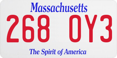 MA license plate 268OY3