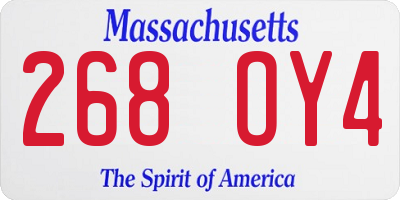 MA license plate 268OY4