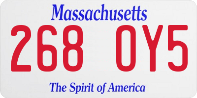 MA license plate 268OY5