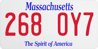 MA license plate 268OY7
