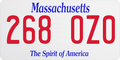 MA license plate 268OZ0