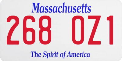 MA license plate 268OZ1