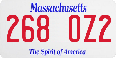 MA license plate 268OZ2
