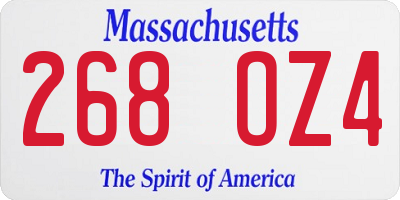 MA license plate 268OZ4