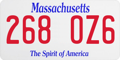 MA license plate 268OZ6
