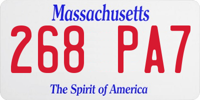 MA license plate 268PA7