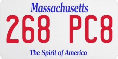 MA license plate 268PC8