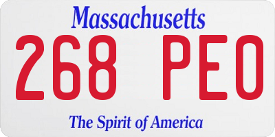 MA license plate 268PE0