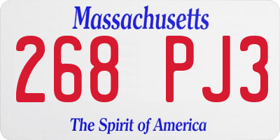 MA license plate 268PJ3