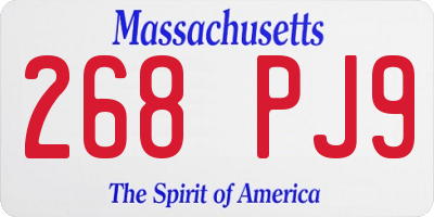 MA license plate 268PJ9
