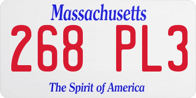 MA license plate 268PL3
