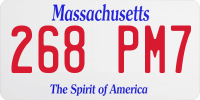 MA license plate 268PM7