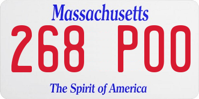 MA license plate 268PO0