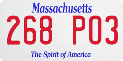MA license plate 268PO3