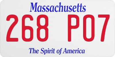 MA license plate 268PO7