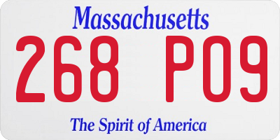 MA license plate 268PO9