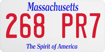 MA license plate 268PR7