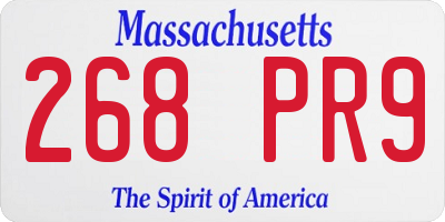 MA license plate 268PR9