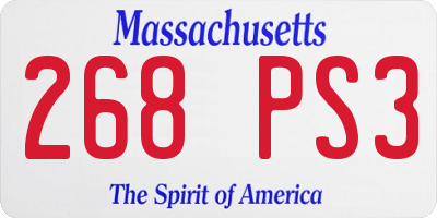 MA license plate 268PS3