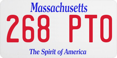 MA license plate 268PT0