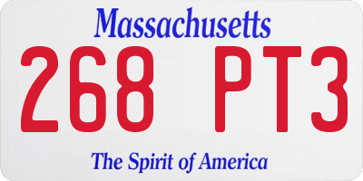 MA license plate 268PT3