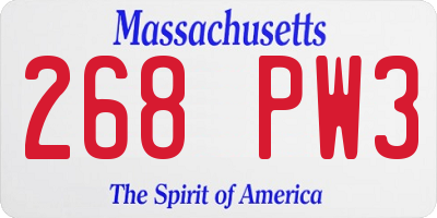 MA license plate 268PW3