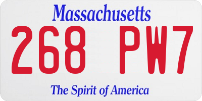 MA license plate 268PW7