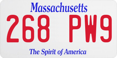 MA license plate 268PW9