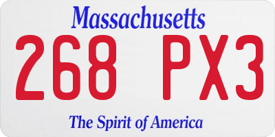 MA license plate 268PX3