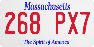 MA license plate 268PX7