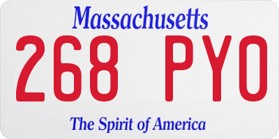MA license plate 268PY0