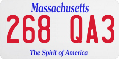 MA license plate 268QA3