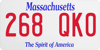 MA license plate 268QK0