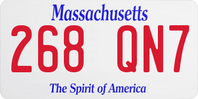 MA license plate 268QN7