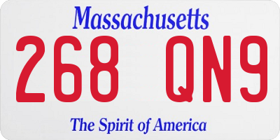 MA license plate 268QN9