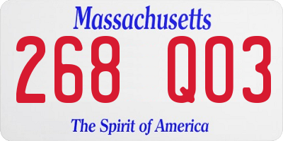MA license plate 268QO3