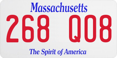 MA license plate 268QO8
