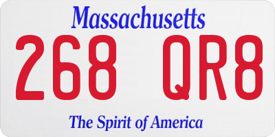 MA license plate 268QR8