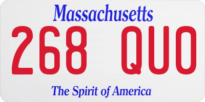 MA license plate 268QU0