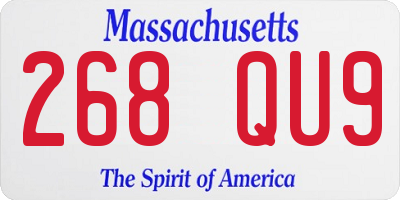 MA license plate 268QU9