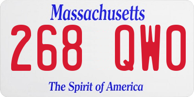 MA license plate 268QW0