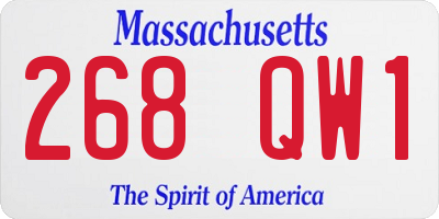 MA license plate 268QW1