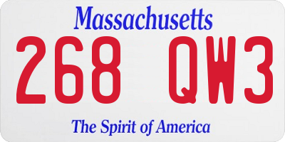 MA license plate 268QW3