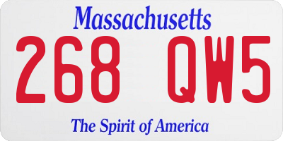 MA license plate 268QW5