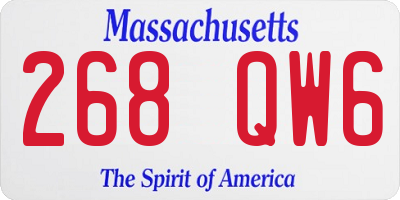 MA license plate 268QW6