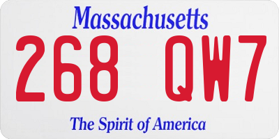 MA license plate 268QW7