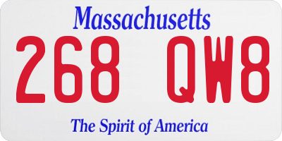 MA license plate 268QW8
