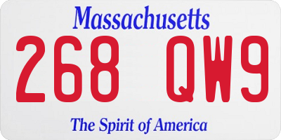 MA license plate 268QW9