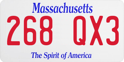 MA license plate 268QX3