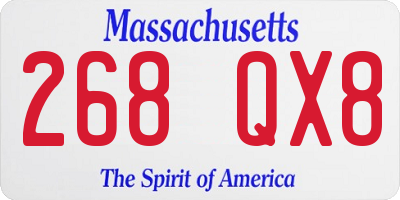MA license plate 268QX8